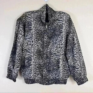 Fuda Vintage Multi-Tone Brown Animal Full Zip 100% Silk Jacket Size M